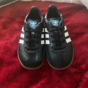 Adidas Samba Leather Slip On Black White Toddler Size 8 Boys Girls